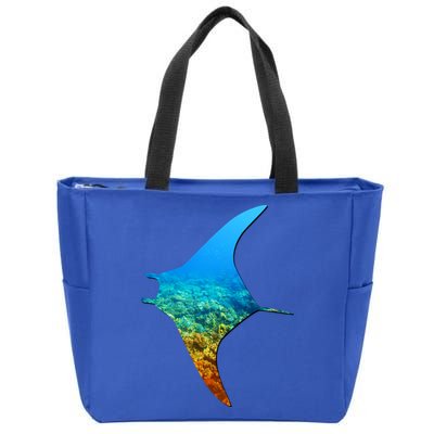 Manta Ray Silhouette Earth Day And Ocean Week Gift Zip Tote Bag