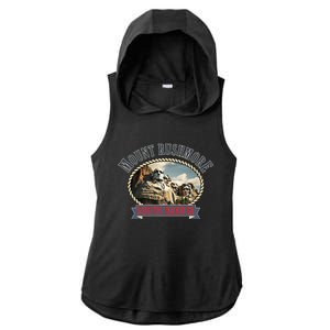 Mount Rushmore South Dakota Usa Adventure Lover Ladies PosiCharge Tri-Blend Wicking Draft Hoodie Tank