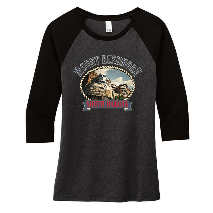 Mount Rushmore South Dakota Usa Adventure Lover Women's Tri-Blend 3/4-Sleeve Raglan Shirt