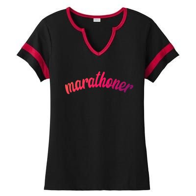 Marathoner Running Super Power Running S S Funny Gift Ladies Halftime Notch Neck Tee