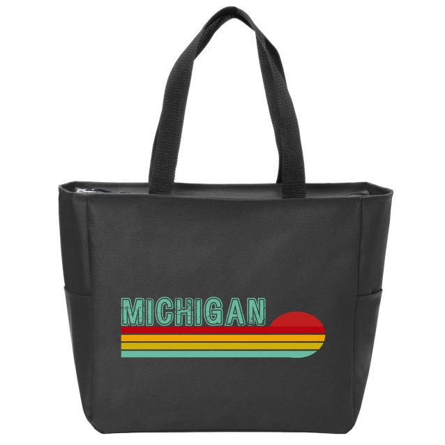 Michigan Retro Sunset Logo Zip Tote Bag