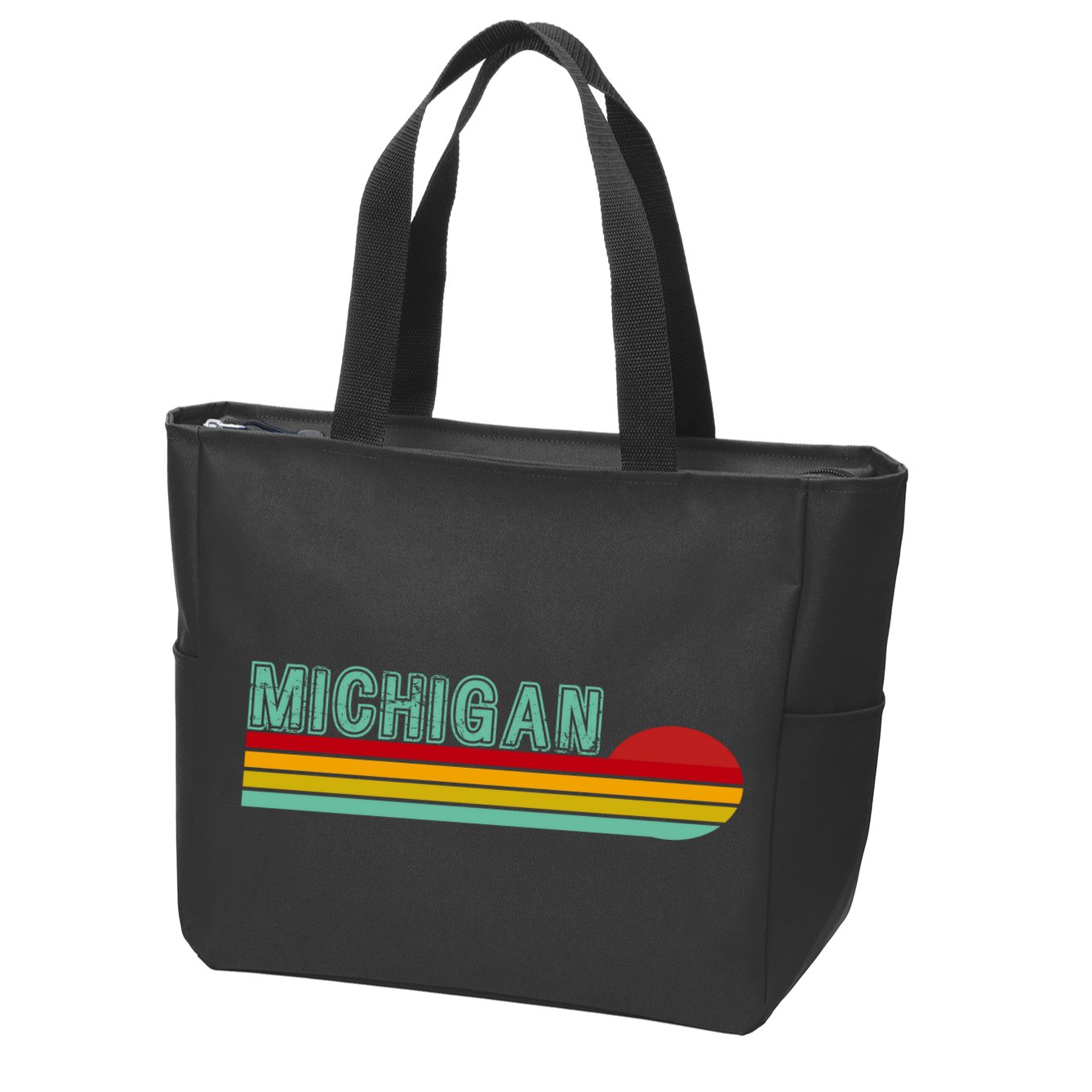 Michigan Retro Sunset Logo Zip Tote Bag