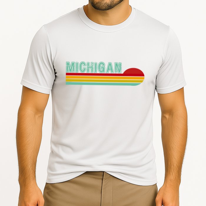 Michigan Retro Sunset Logo Cooling Performance Crew T-Shirt