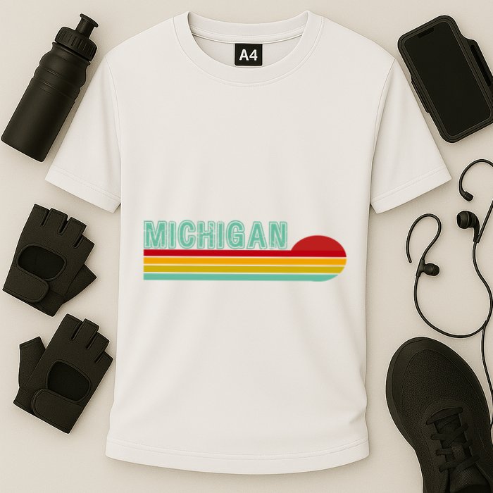 Michigan Retro Sunset Logo Cooling Performance Crew T-Shirt