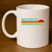 Michigan Retro Sunset Logo 11oz C Handle Ceramic Mug