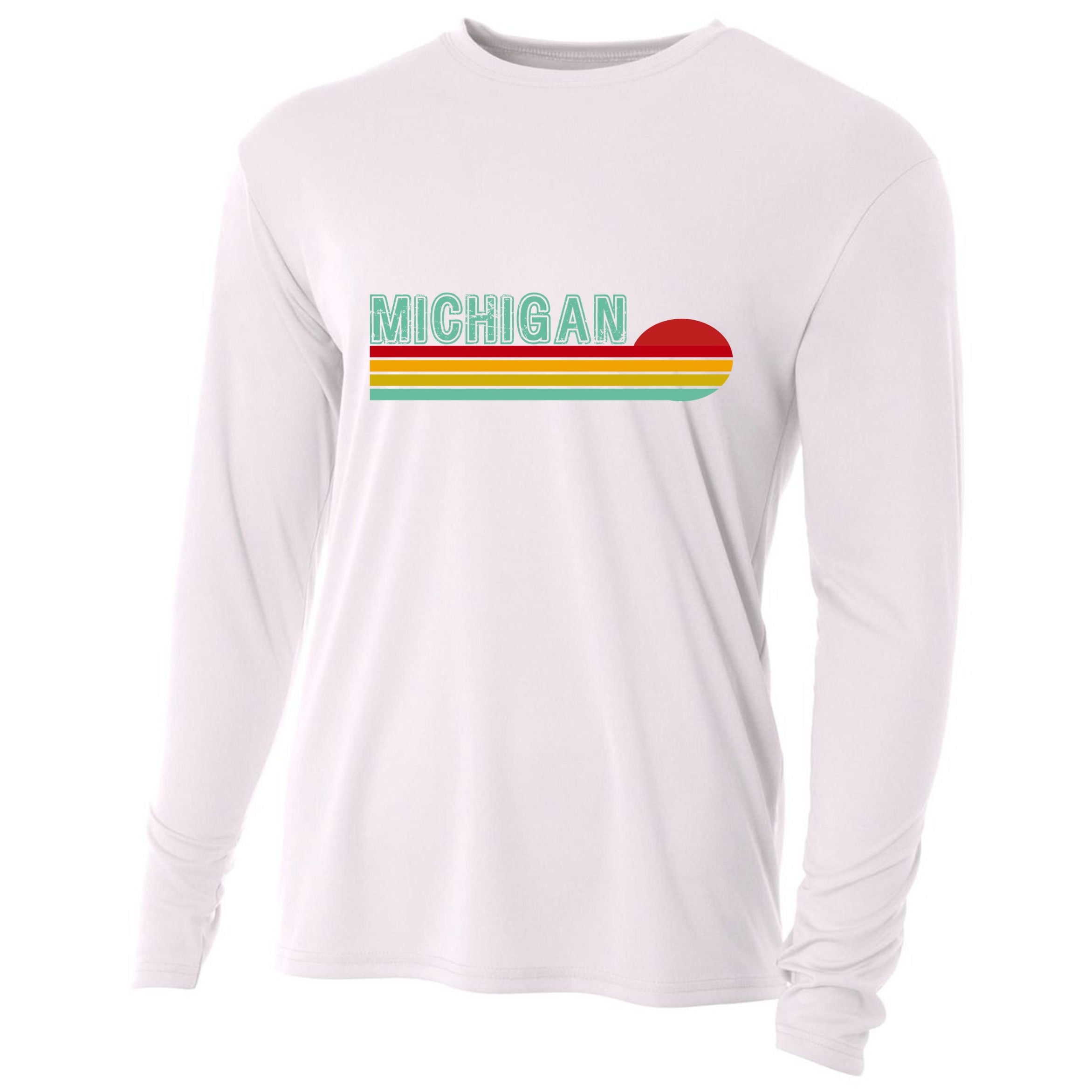 Michigan Retro Sunset Logo Cooling Performance Long Sleeve Crew