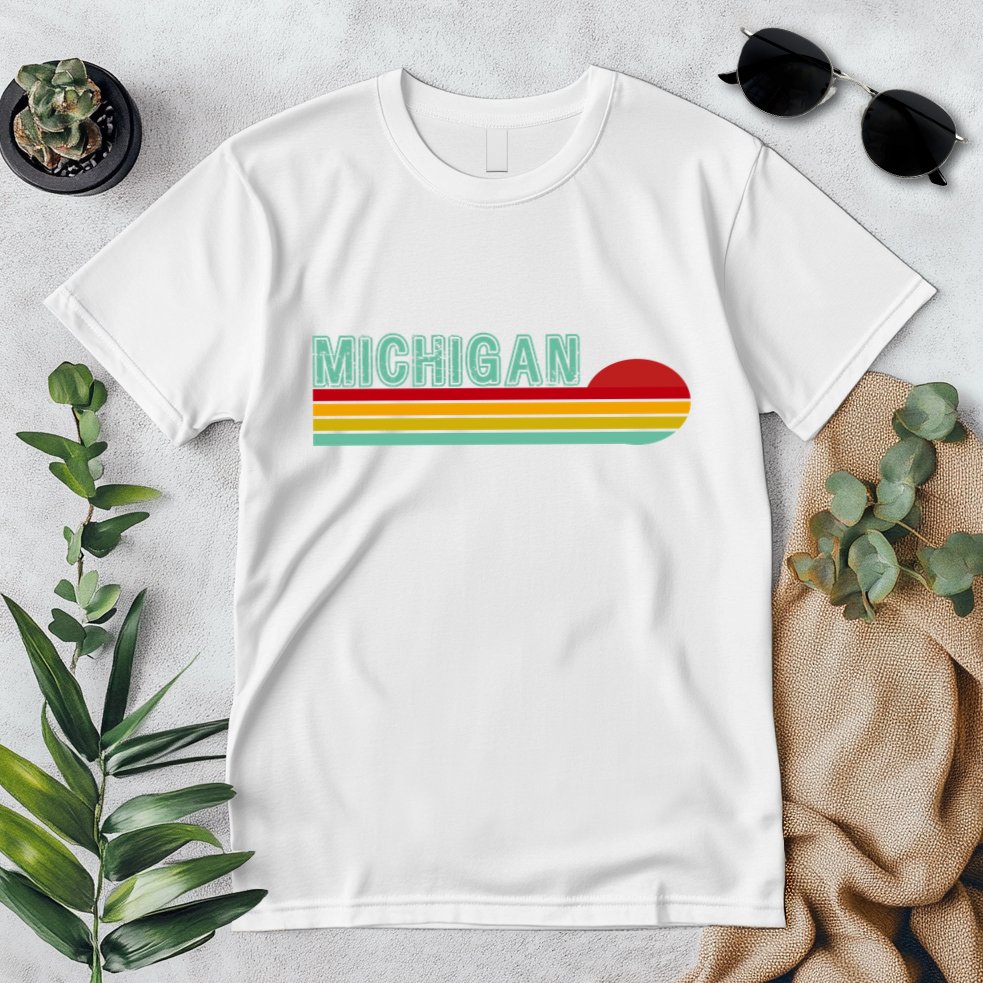 Michigan Retro Sunset Logo Premium T-Shirt