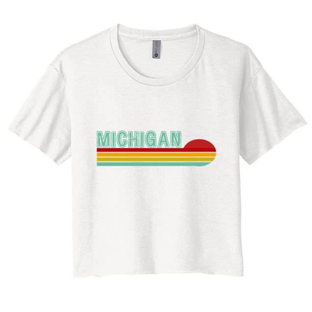 Michigan Retro Sunset Logo Crop Top