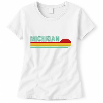 Michigan Retro Sunset Logo Womens T-Shirt