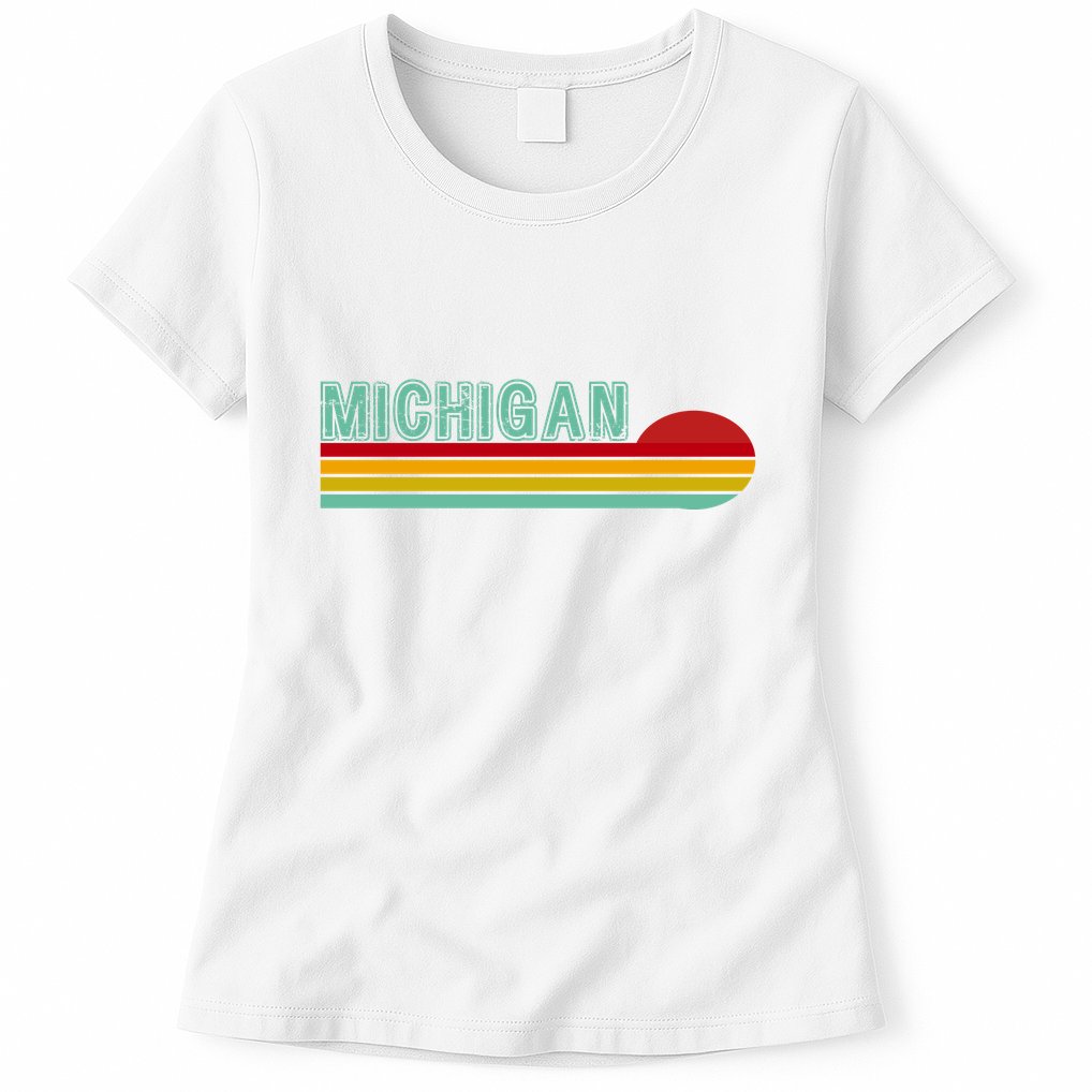 Michigan Retro Sunset Logo Womens T-Shirt