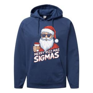 Merry Rizzmas Teens School Funny Christmas Santa Claus Performance Fleece Hoodie