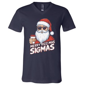 Merry Rizzmas Teens School Funny Christmas Santa Claus V-Neck T-Shirt