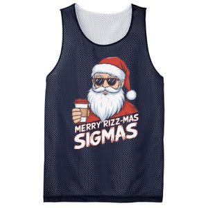 Merry Rizzmas Teens School Funny Christmas Santa Claus Mesh Reversible Basketball Jersey Tank