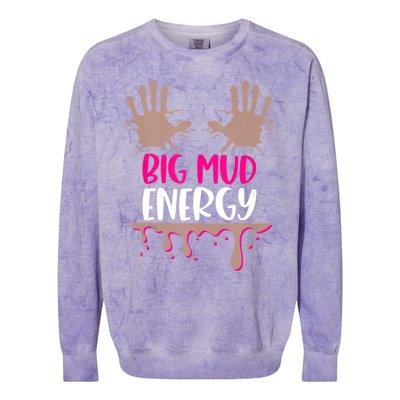 Mud Run Team Women Big Mud Energy Mud Race Muddy Handprints Colorblast Crewneck Sweatshirt