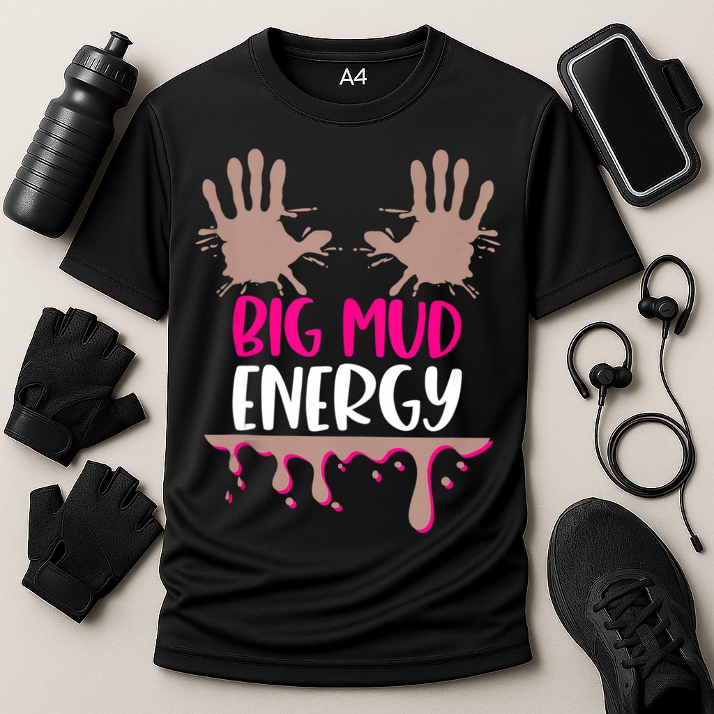 Mud Run Team Women Big Mud Energy Mud Race Muddy Handprints Performance Shirt