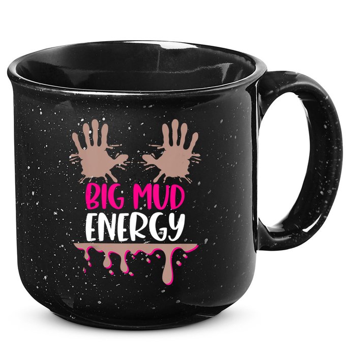 Mud Run Team Women Big Mud Energy Mud Race Muddy Handprints 15oz Campfire Ceramic Mug