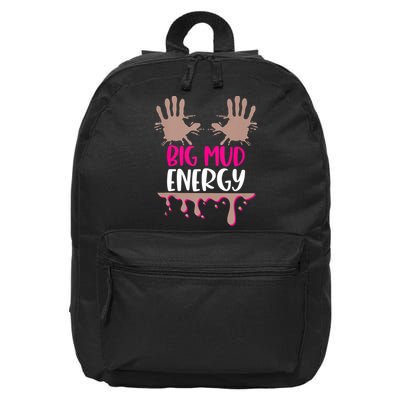Mud Run Team Women Big Mud Energy Mud Race Muddy Handprints 16 in Basic Backpack