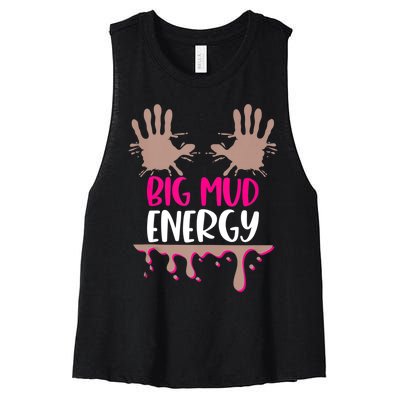 Mud Run Team Women Big Mud Energy Mud Race Muddy Handprints Women's Racerback Cropped Tank