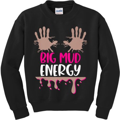 Mud Run Team Women Big Mud Energy Mud Race Muddy Handprints Kids Sweatshirt