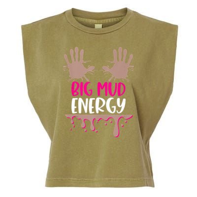 Mud Run Team Women Big Mud Energy Mud Race Muddy Handprints Garment-Dyed Women's Muscle Tee