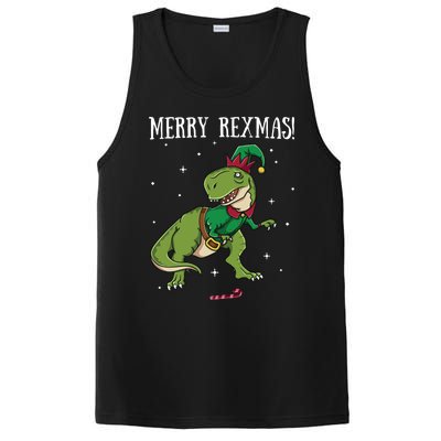 Merry Rexmas Trex Elf Dinosaur Elves Christmas Dino Xmas Gift PosiCharge Competitor Tank