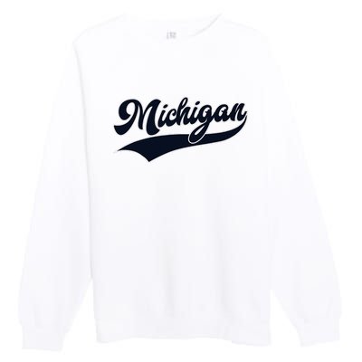 Michigan Retro Throwback Design Classic Premium Crewneck Sweatshirt