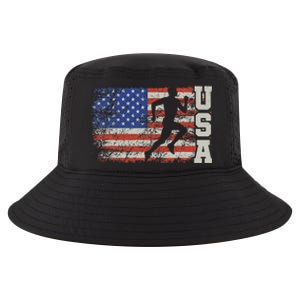 Marathon Runner Team America Usa Flag Running Shoes Cool Comfort Performance Bucket Hat