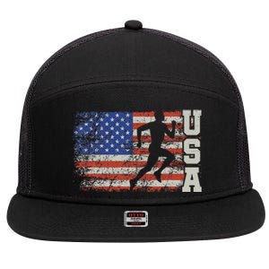 Marathon Runner Team America Usa Flag Running Shoes 7 Panel Mesh Trucker Snapback Hat