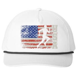 Marathon Runner Team America Usa Flag Running Shoes Snapback Five-Panel Rope Hat