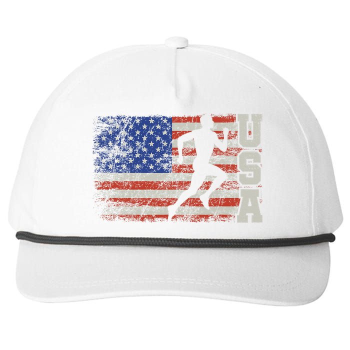 Marathon Runner Team America Usa Flag Running Shoes Snapback Five-Panel Rope Hat