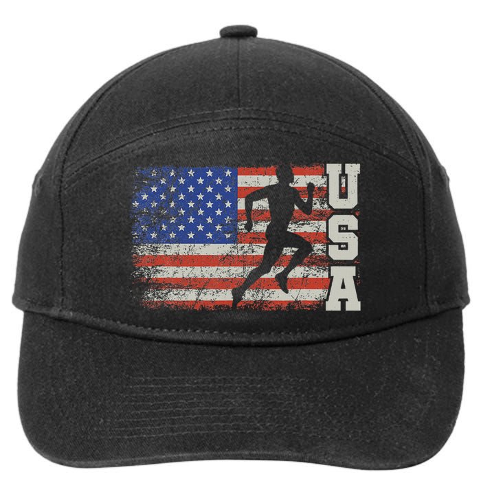 Marathon Runner Team America Usa Flag Running Shoes 7-Panel Snapback Hat