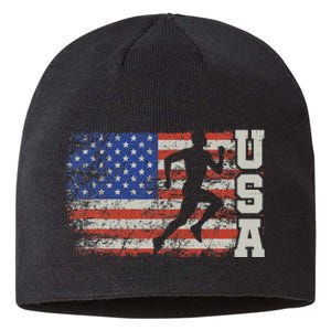 Marathon Runner Team America Usa Flag Running Shoes Sustainable Beanie