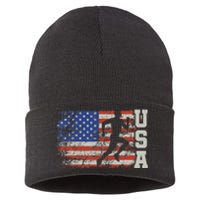 Marathon Runner Team America Usa Flag Running Shoes Sustainable Knit Beanie