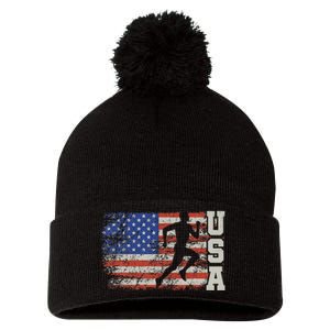 Marathon Runner Team America Usa Flag Running Shoes Pom Pom 12in Knit Beanie