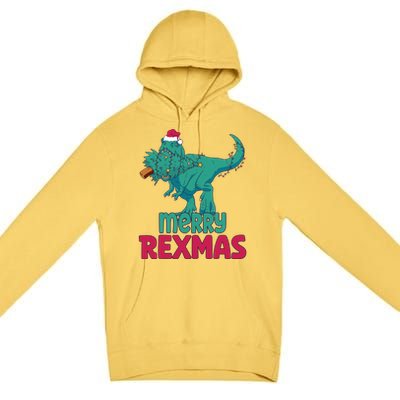 Merry Rexmas Tree Rex Dinosaur Christmas Gift Premium Pullover Hoodie