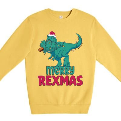 Merry Rexmas Tree Rex Dinosaur Christmas Gift Premium Crewneck Sweatshirt