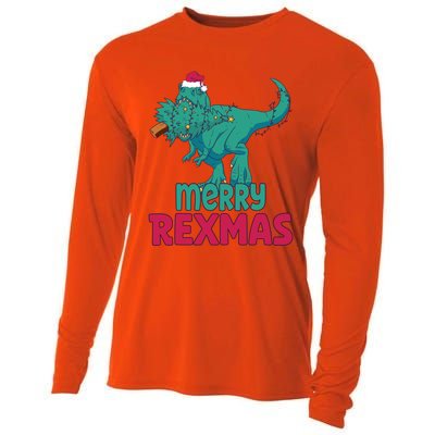 Merry Rexmas Tree Rex Dinosaur Christmas Gift Cooling Performance Long Sleeve Crew