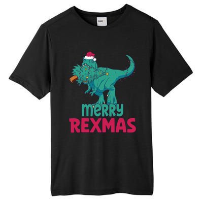 Merry Rexmas Tree Rex Dinosaur Christmas Gift Tall Fusion ChromaSoft Performance T-Shirt