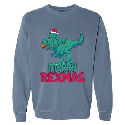 Merry Rexmas Tree Rex Dinosaur Christmas Gift Garment-Dyed Sweatshirt