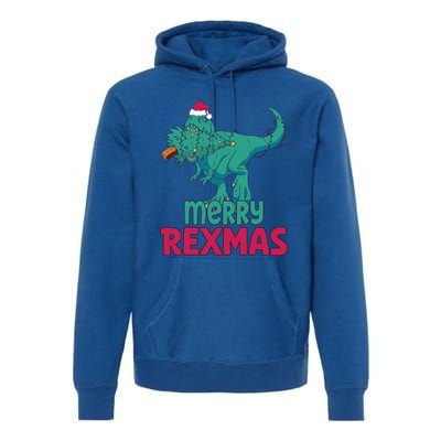 Merry Rexmas Tree Rex Dinosaur Christmas Gift Premium Hoodie