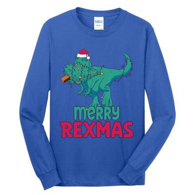 Merry Rexmas Tree Rex Dinosaur Christmas Gift Tall Long Sleeve T-Shirt