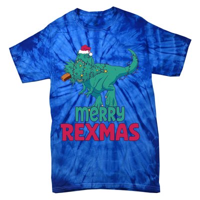 Merry Rexmas Tree Rex Dinosaur Christmas Gift Tie-Dye T-Shirt