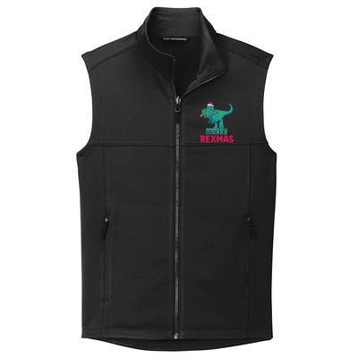 Merry Rexmas Tree Rex Dinosaur Christmas Gift Collective Smooth Fleece Vest