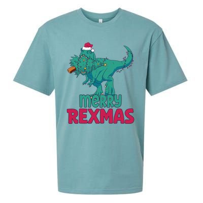 Merry Rexmas Tree Rex Dinosaur Christmas Gift Sueded Cloud Jersey T-Shirt