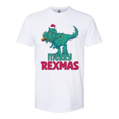 Merry Rexmas Tree Rex Dinosaur Christmas Gift Softstyle CVC T-Shirt