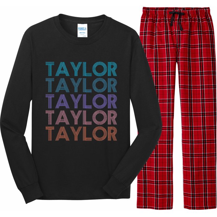 Modern Repeated Text Taylor First Name Gift Taylor lover Long Sleeve Pajama Set