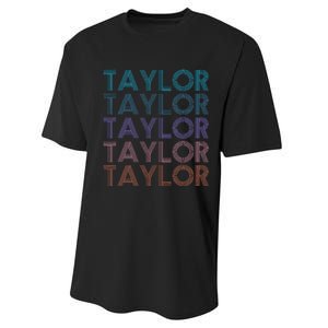 Modern Repeated Text Taylor First Name Gift Taylor lover Performance Sprint T-Shirt