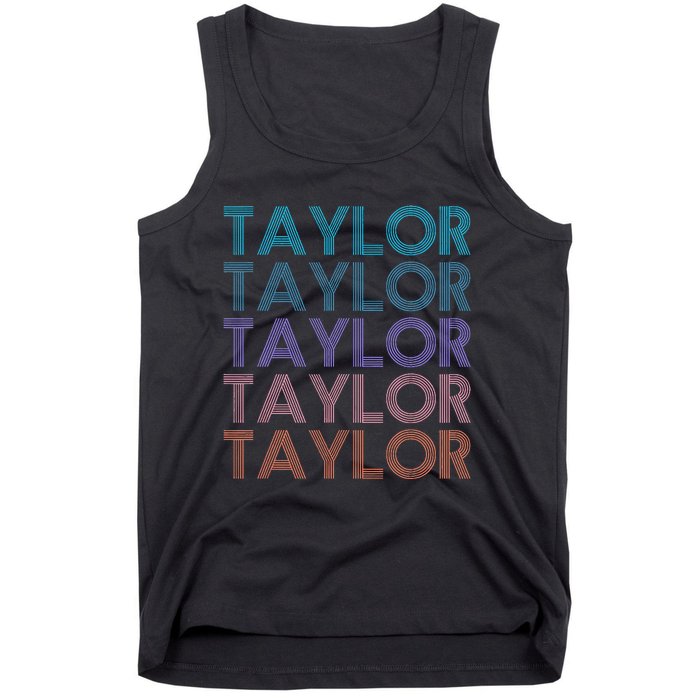 Modern Repeated Text Taylor First Name Gift Taylor lover Tank Top