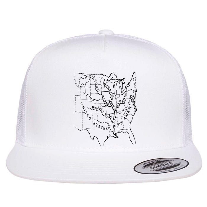 Mississippi River Tee Geography United States Of America Flat Bill Trucker Hat