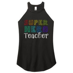 Multicolor Retro Teacher Superhero Women’s Perfect Tri Rocker Tank